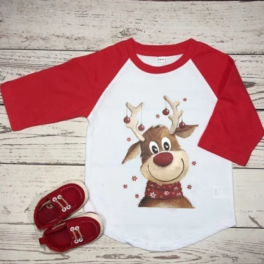 Reindeer Christmas Raglan T-Shirt Unisex